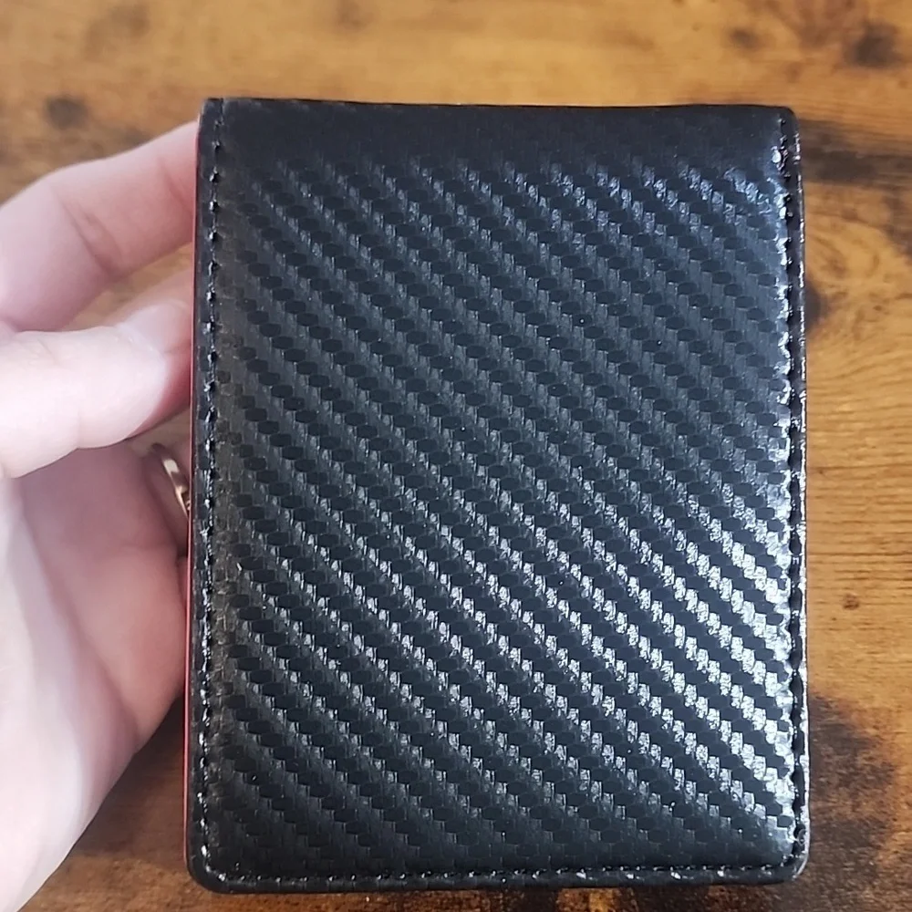 Red Men's Wallet Anti-theft Slim Wallet And Card Holder- With 2 ID Window Fasion